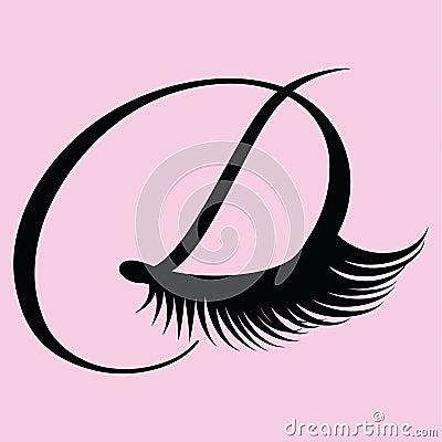 D logo monogram, closed eye with long lashes Vector Illustration