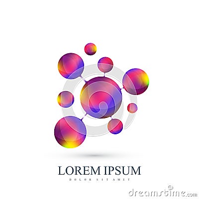 3D Logotype icon dna, molecule, atom, neuron. Vector template Logo for medicine, science, technology, chemistry Vector Illustration