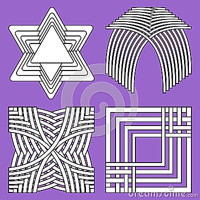 3d logotype with spatial effect, set of elegant simple geometric shapes, four unique elements Vector Illustration