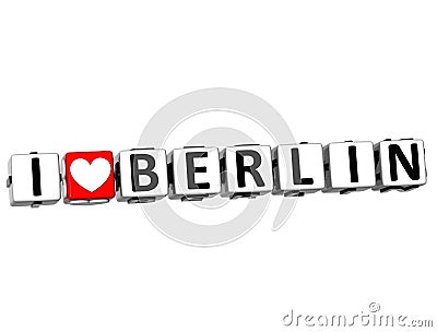 3D Love Berlin Button cube text Stock Photo