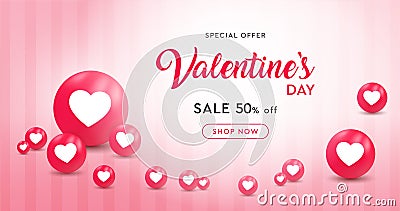 Valentines day 3d ball hearts Vector Illustration