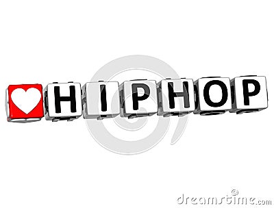 3D Love HipHop Button Click Here Block Text Stock Photo