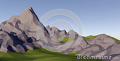 3D lowpoly abstract landscape Cartoon Illustration