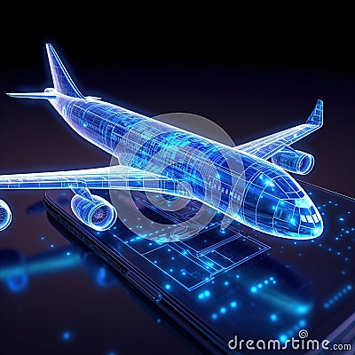 3d lowpolygon airplane rendering illustration on mobile transportation AI Genarated Cartoon Illustration