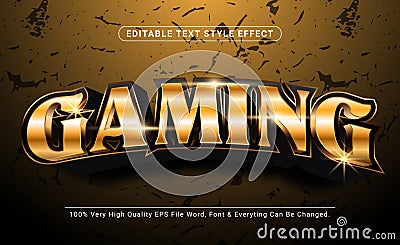 3d luxury Gaming With Golden Color text Style effect, Editable Text Effect Vector Illustration