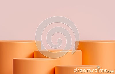 3d luxury pastel orange podium Stock Photo
