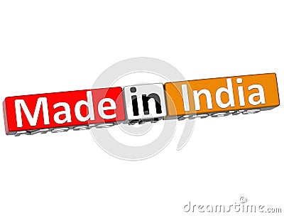 3D Made in India over white background Stock Photo
