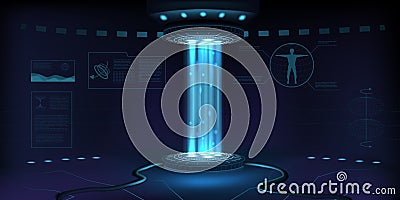 3d magic stage, lab digits. Futuristic planet space, product for tech show, ai and rv holograms, digital platform Vector Illustration