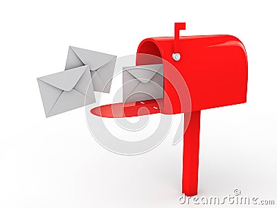 3d mail box and envelopes Stock Photo