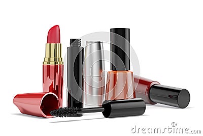 3d makeup cosmetics Stock Photo