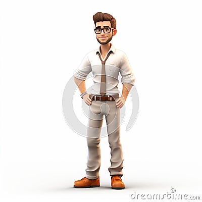 3d Male Character Illustration In White And Brown Style Stock Photo