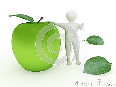 3d man and apple Stock Photo