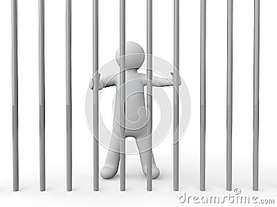 3d man behind bars Stock Photo