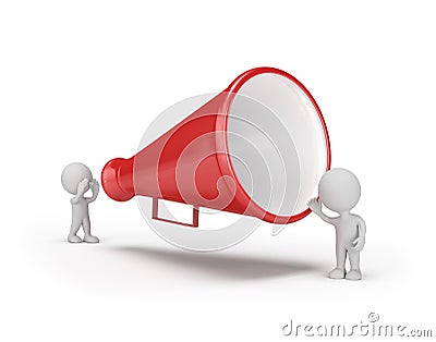 3d man with a big loudspeaker Stock Photo