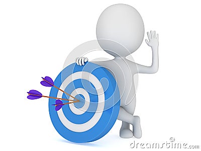 3D man with blue target. Stock Photo