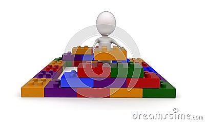 3d man building blocks concept Stock Photo