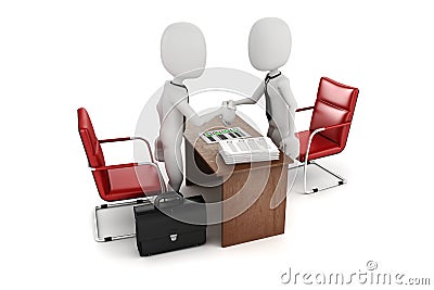 3d man, business meeting, job interview Stock Photo