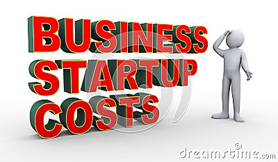 3d man business startup costs confusion Cartoon Illustration