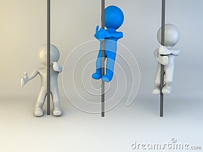 3D man climbing up Stock Photo