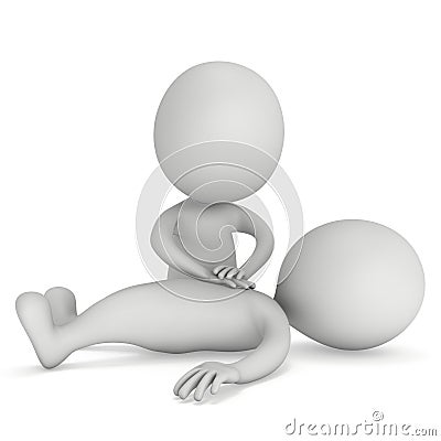 3d man doing cpr first aid Cartoon Illustration