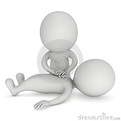 3d man doing cpr first aid Cartoon Illustration