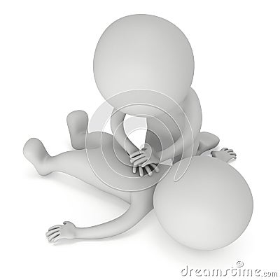 3d man doing cpr first aid Cartoon Illustration