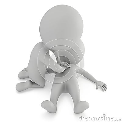 3d man doing cpr first aid Cartoon Illustration