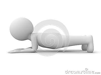 3d man doing plank exercise Stock Photo