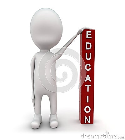 3d man with education text projected cubes concept Stock Photo