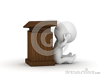 3D Man fear of public speaking panic concept Stock Photo