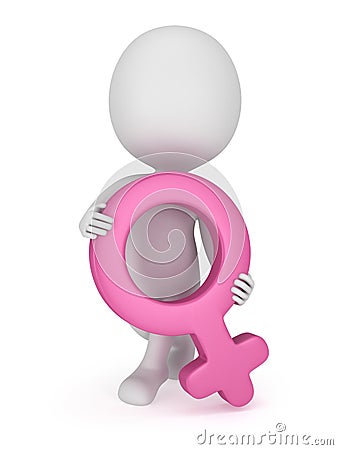 3d man with female gender sign. Stock Photo