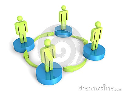 3d man group arrows connection teamwork concept Cartoon Illustration