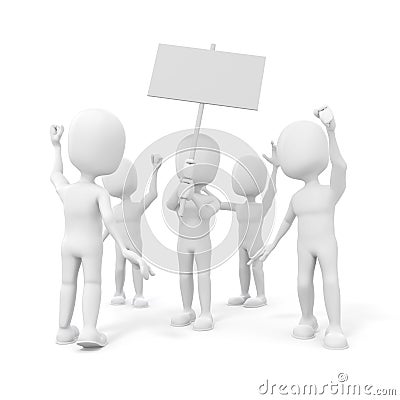 3d man - group of protesting people Stock Photo