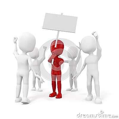 3d man - group of protesting people Stock Photo