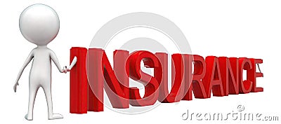 3d man handshaking with insurance character text concept Stock Photo