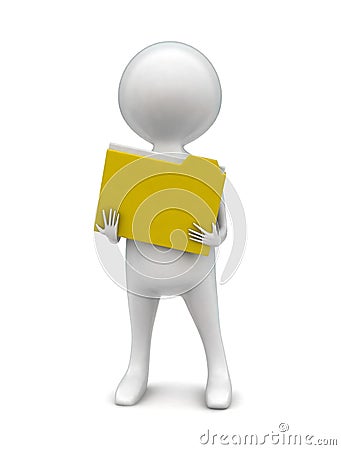 3d man holding files folder in his hands concept Stock Photo