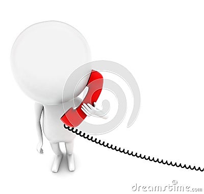 3d man holding telehone reciever in hands concept Stock Photo