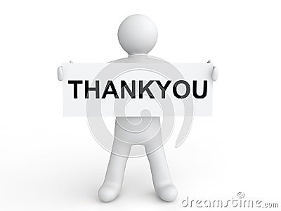 3d Man Holding Thank You Placard Stock Illustration - Image: 58412811