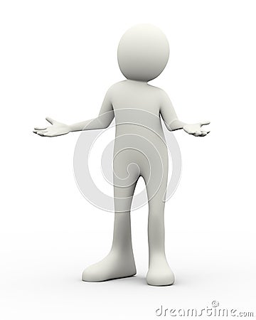 3d man I do not know gesture posing Cartoon Illustration