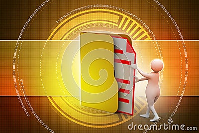 3d man inserting the file in folder Stock Photo