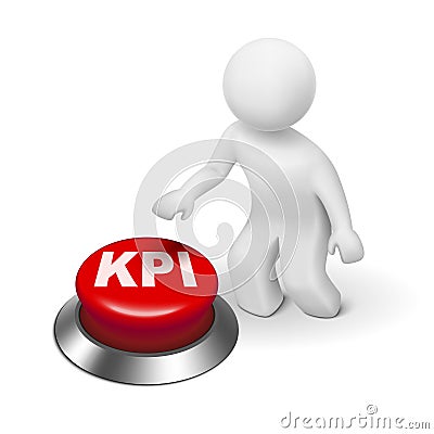 3d man with KPI ( Key Performance Indicator ) button Vector Illustration