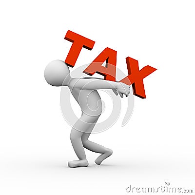 3d man lifting tax Cartoon Illustration