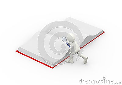 3d man with magnifier looking for answer Cartoon Illustration