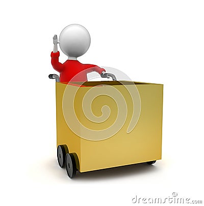 3d man moving trolly concept Stock Photo