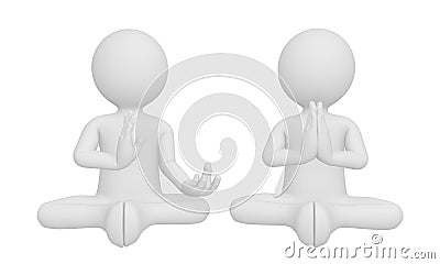 3d man perform meditation Stock Photo