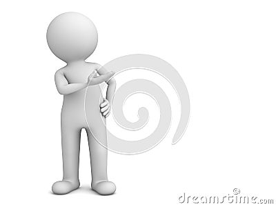 3d man presenter standing and pointing hand at blank space Stock Photo