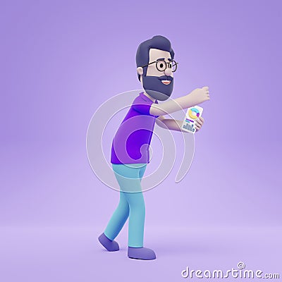 3D Man Presenting Digital Data Dashboard Analytics Stock Photo