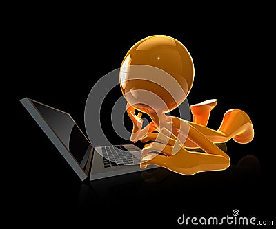 3d man relaxing with labtop Stock Photo