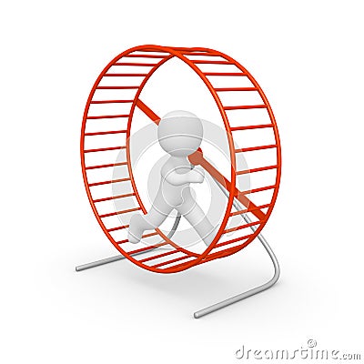 3d man running in the hamster wheel