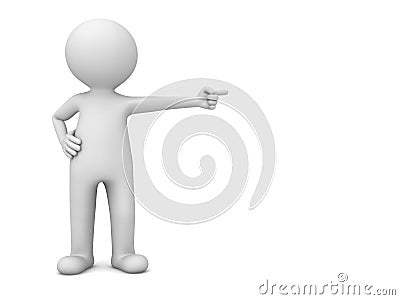 3d man standing and pointing finger at blank space Stock Photo